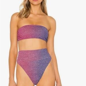 Beach Riot Ombre Sparkle Strapless High Waist Bikini XS / S